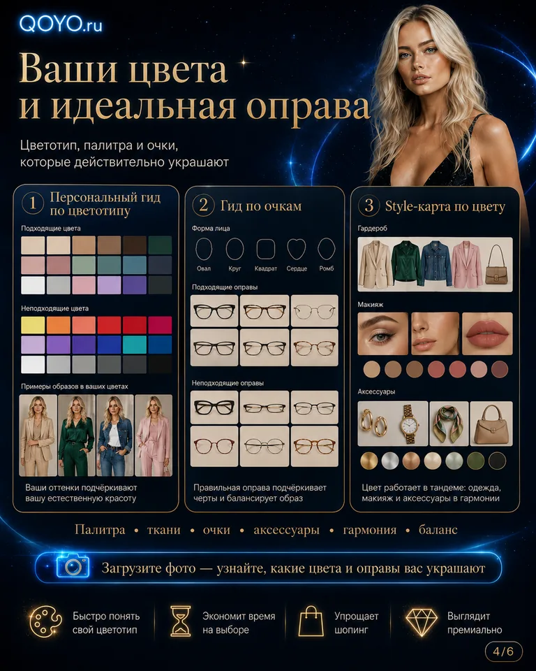 Цветотип, оправа, гардероб и аксессуары собираются в единый style-разбор